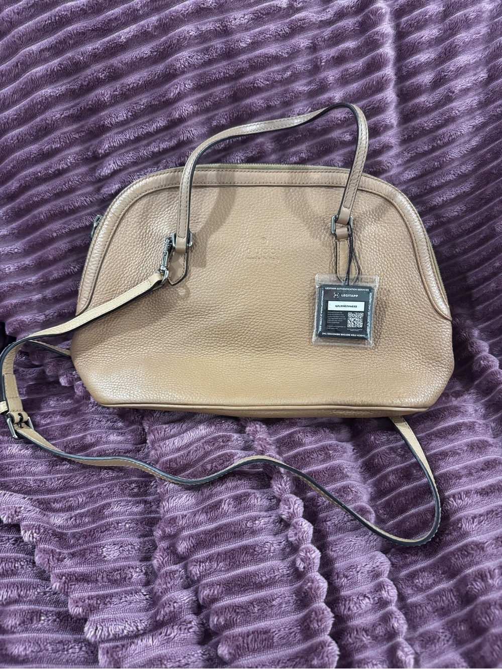 🤎 Gucci Pebbled Leather Dome Crossbody Satchel Bag Beige Nude Authentic COA - Picture 5 of 16